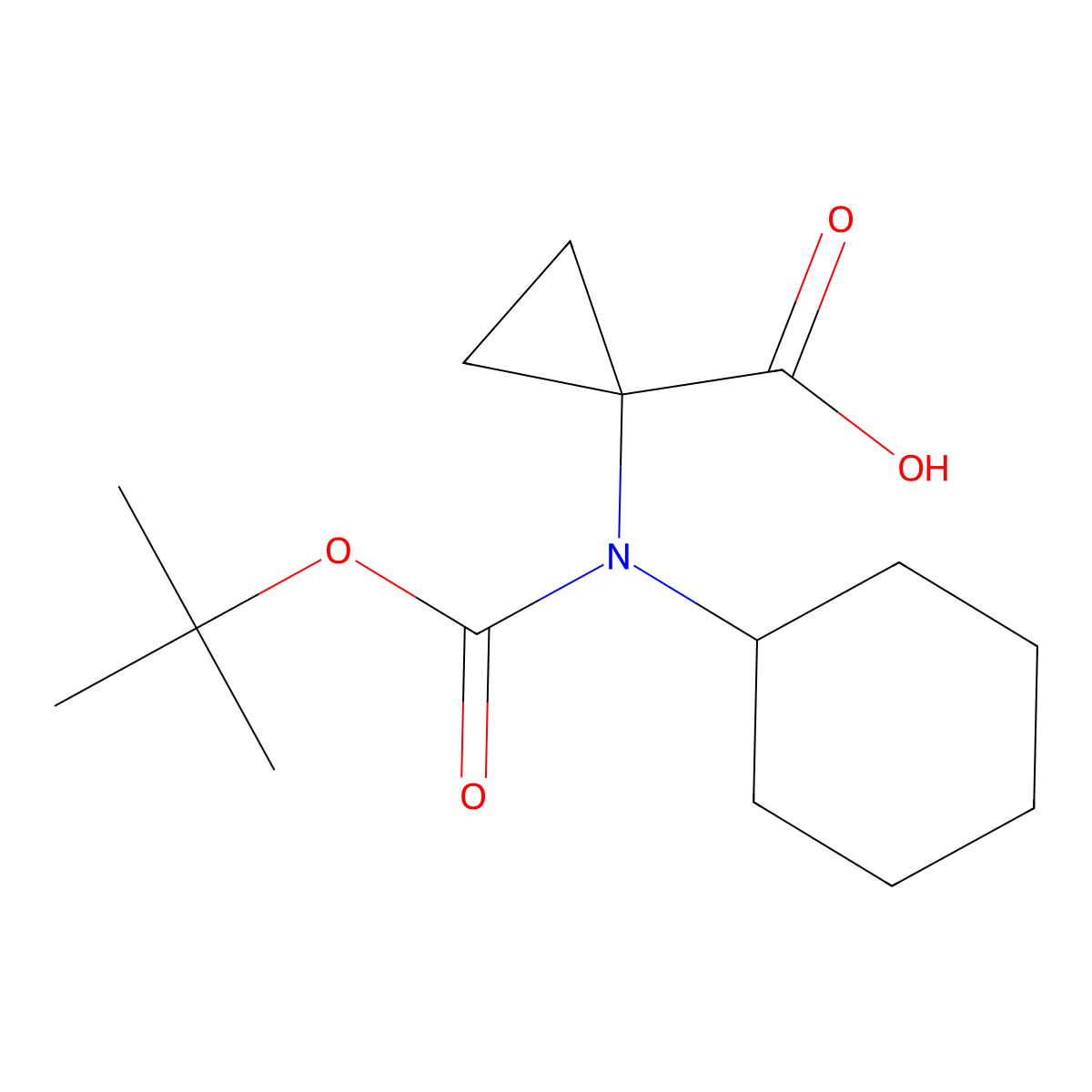 1-{[(Tert-butoxy)carbonyl](cyclohexyl)amino}cyclopropane-1-carboxylic acid molecular structure, CAS 2680746-28-3