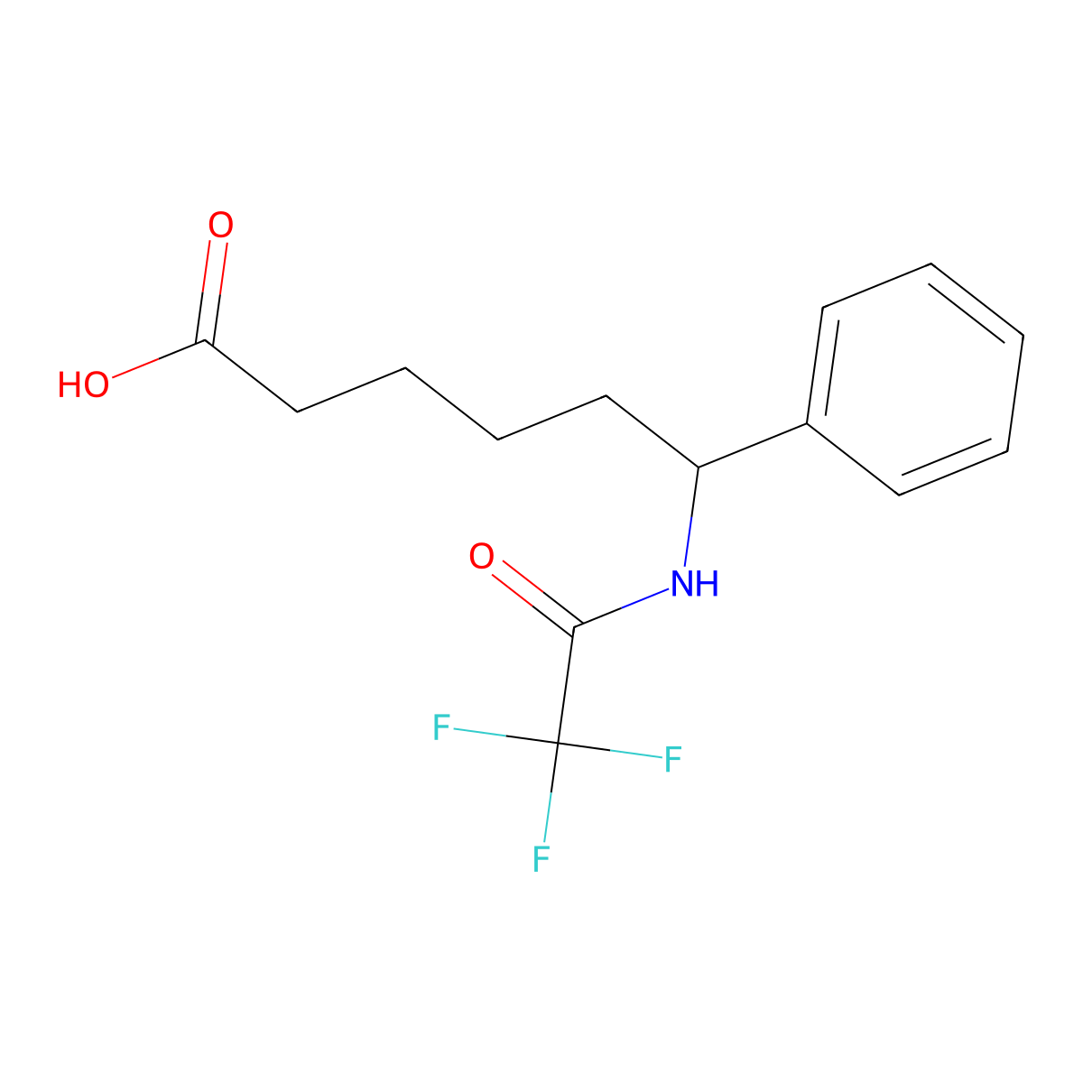 6-Phenyl-6-(2,2,2-trifluoroacetamido)hexanoic acid molecular structure, CAS 2680746-31-8
