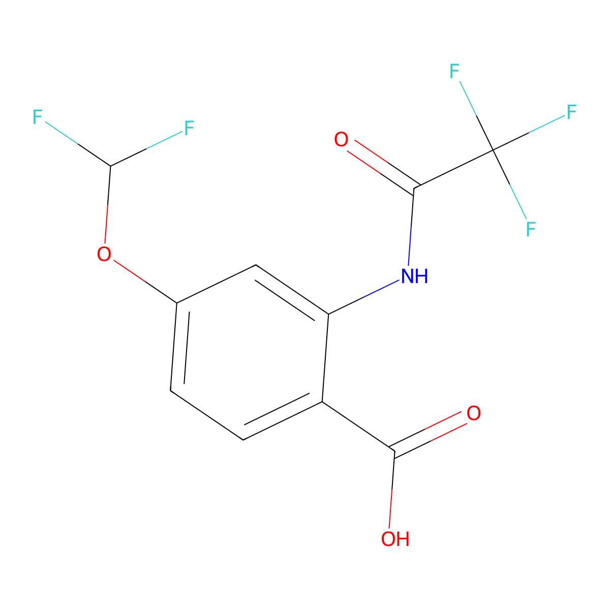 4-(Difluoromethoxy)-2-(2,2,2-trifluoroacetamido)benzoic acid molecular structure, CAS 2680746-34-1