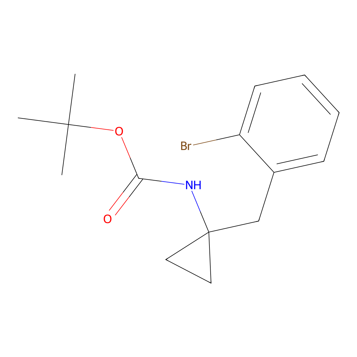tert-butyl N-{1-[(2-bromophenyl)methyl]cyclopropyl}carbamate molecular structure, CAS 2680746-36-3