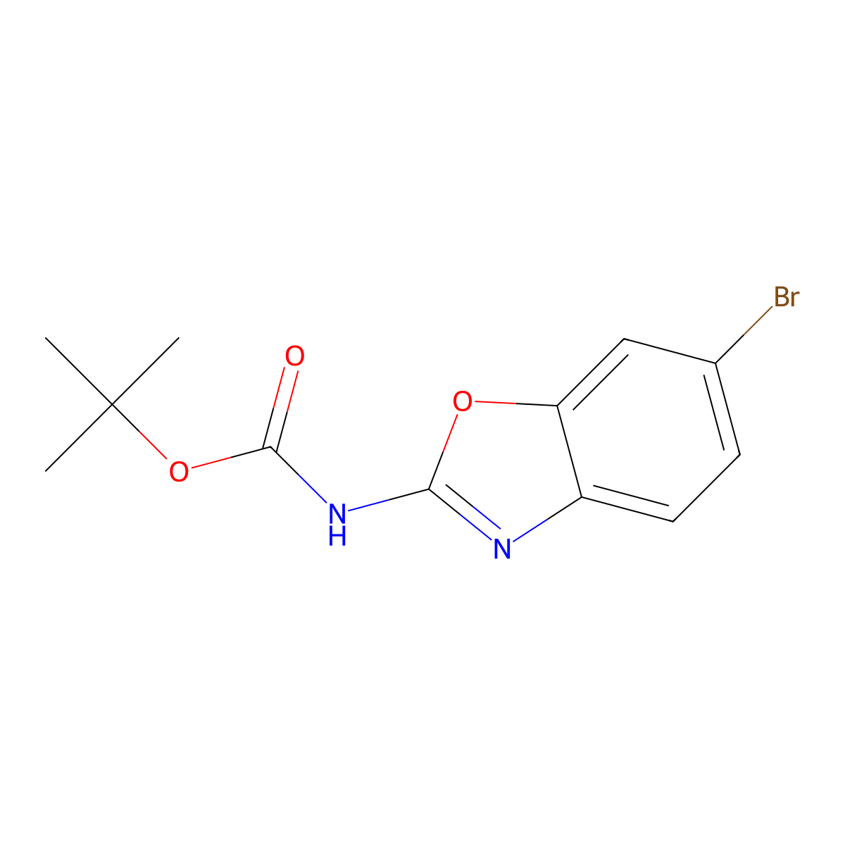 tert-butyl N-(6-bromo-1,3-benzoxazol-2-yl)carbamate molecular structure, CAS 2680746-39-6