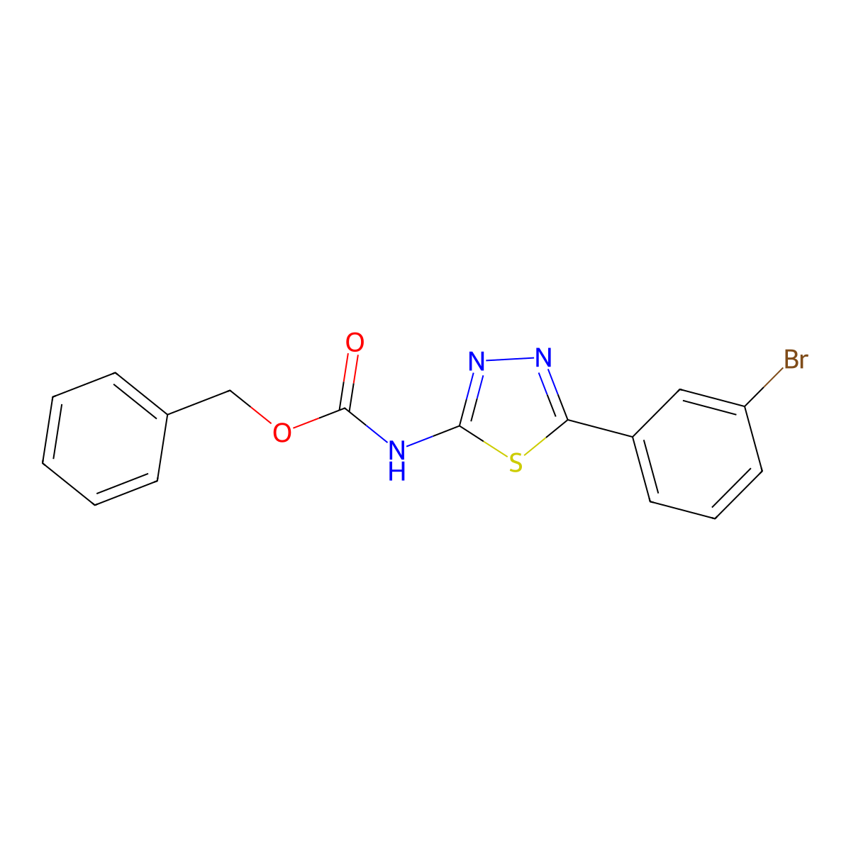 benzyl N-[5-(3-bromophenyl)-1,3,4-thiadiazol-2-yl]carbamate molecular structure, CAS 2680746-40-9