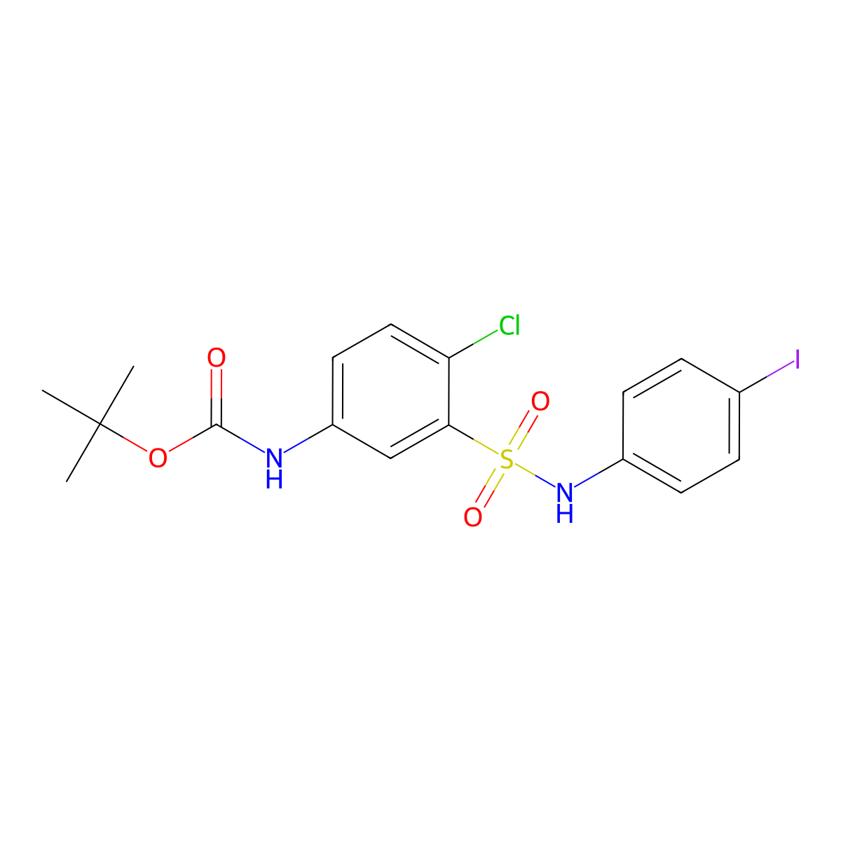 tert-butyl N-{4-chloro-3-[(4-iodophenyl)sulfamoyl]phenyl}carbamate molecular structure, CAS 2680746-48-7