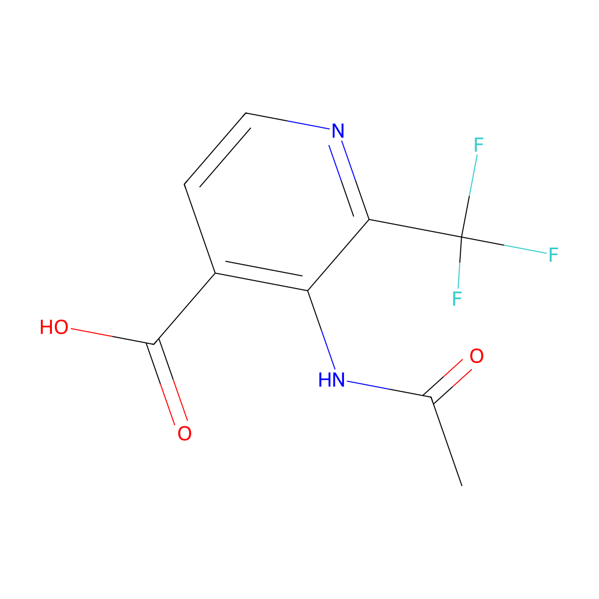 3-Acetamido-2-(trifluoromethyl)pyridine-4-carboxylic acid molecular structure, CAS 2680746-49-8