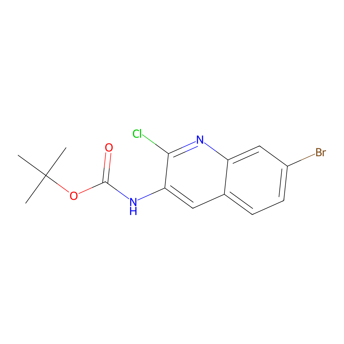 tert-butyl N-(7-bromo-2-chloroquinolin-3-yl)carbamate molecular structure, CAS 2680746-50-1