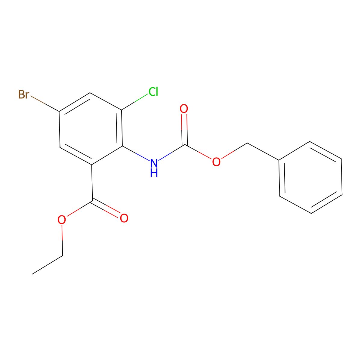 Ethyl 2-{[(benzyloxy)carbonyl]amino}-5-bromo-3-chlorobenzoate molecular structure, CAS 2680746-58-9
