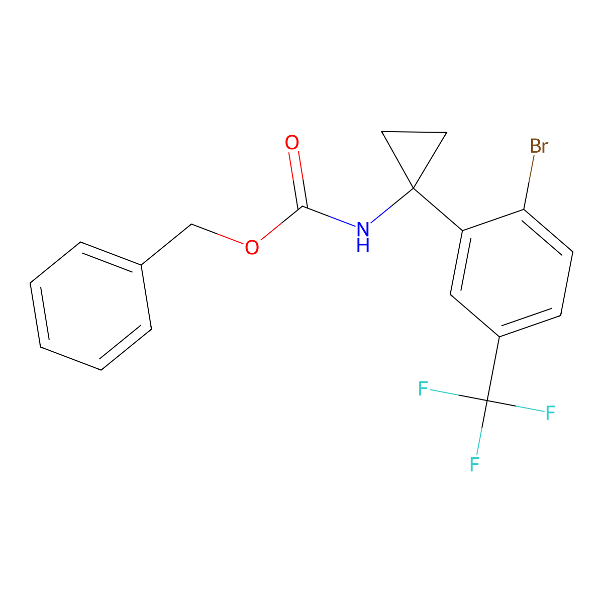 benzyl N-{1-[2-bromo-5-(trifluoromethyl)phenyl]cyclopropyl}carbamate molecular structure, CAS 2680746-63-6