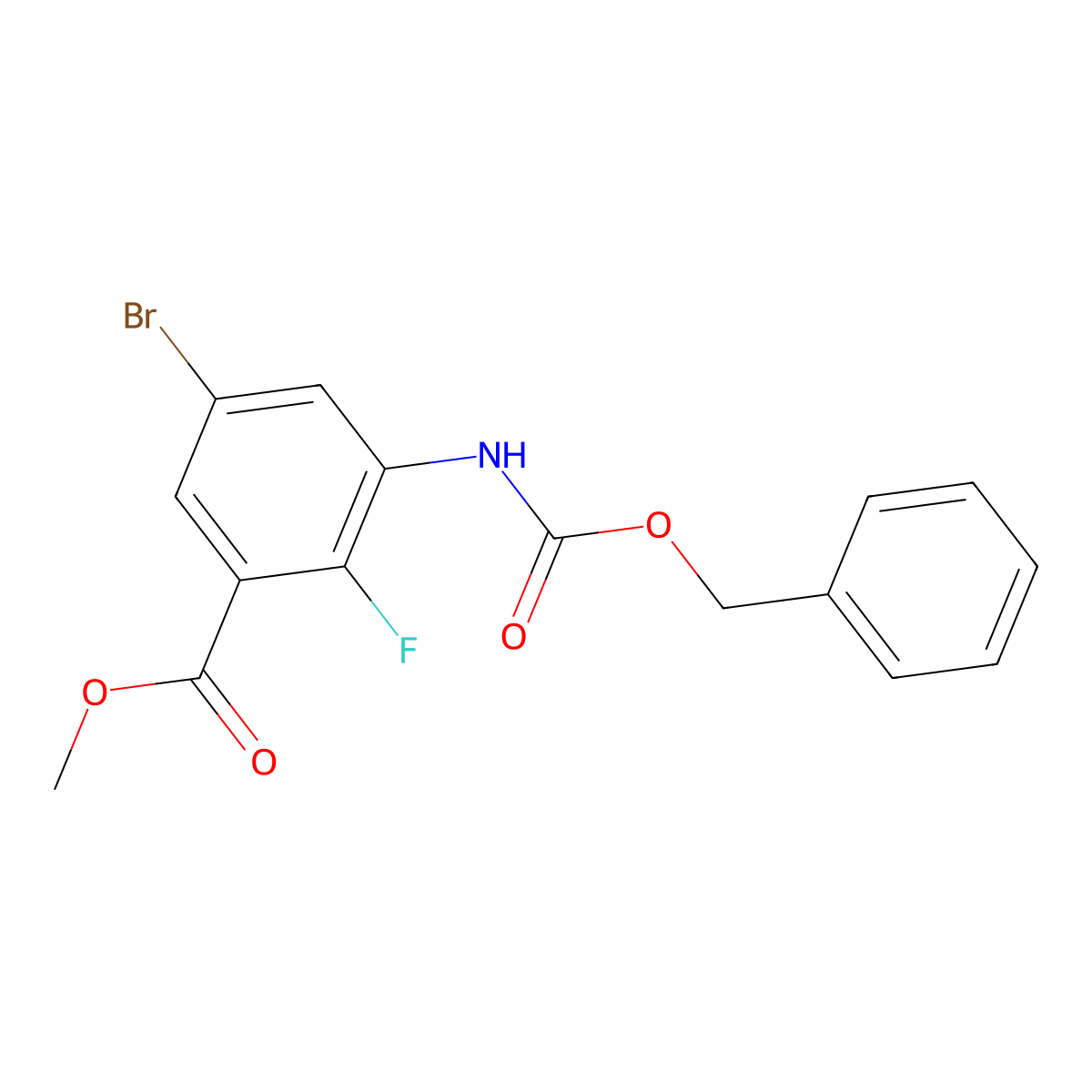 Methyl 3-{[(benzyloxy)carbonyl]amino}-5-bromo-2-fluorobenzoate molecular structure, CAS 2680746-67-0