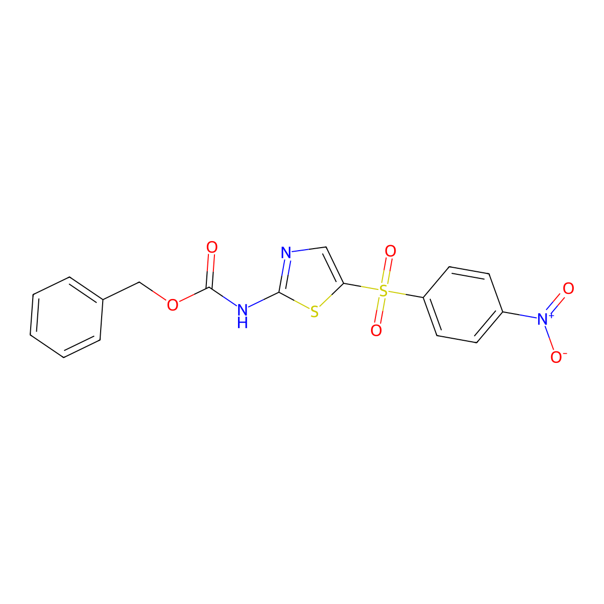 benzyl N-[5-(4-nitrobenzenesulfonyl)-1,3-thiazol-2-yl]carbamate molecular structure, CAS 2680746-70-5