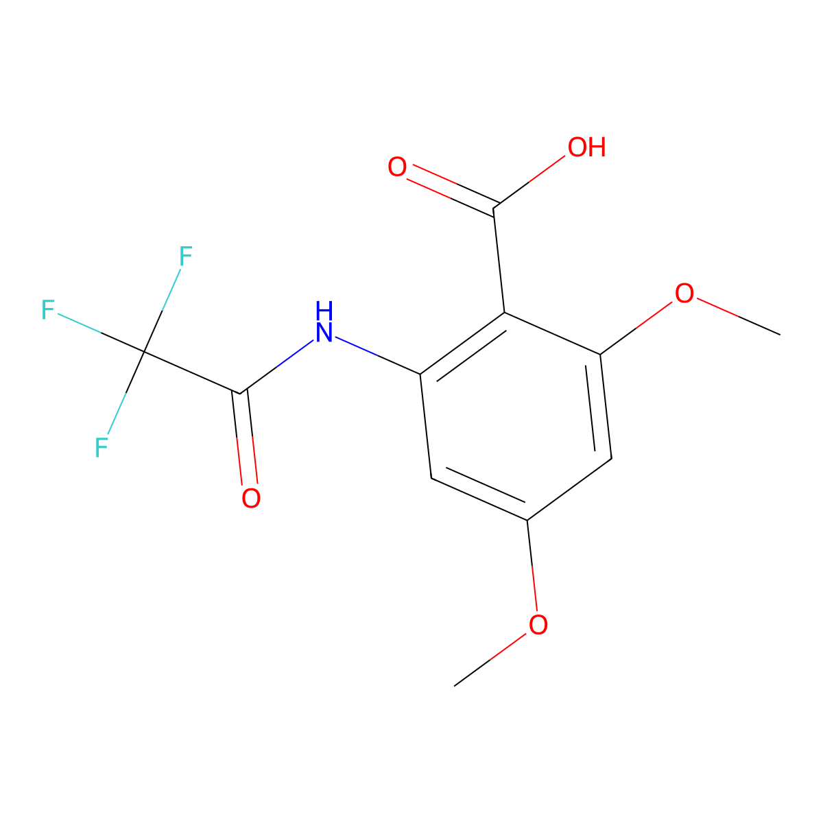 2,4-Dimethoxy-6-(2,2,2-trifluoroacetamido)benzoic acid molecular structure, CAS 2680746-81-8