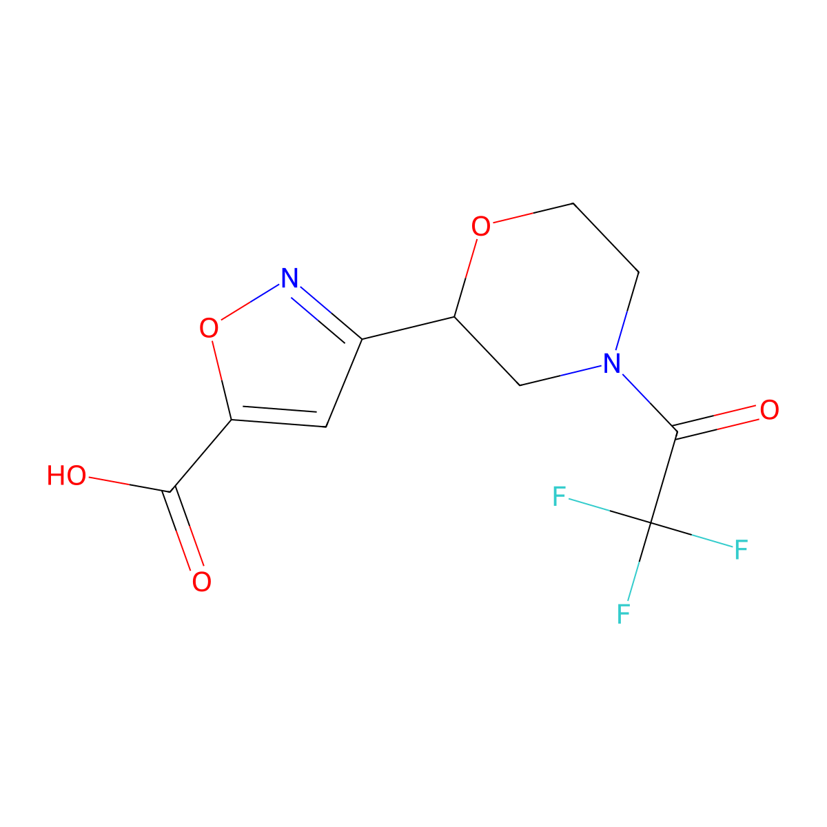 3-[4-(2,2,2-Trifluoroacetyl)morpholin-2-yl]-1,2-oxazole-5-carboxylic acid molecular structure, CAS 2680746-92-1