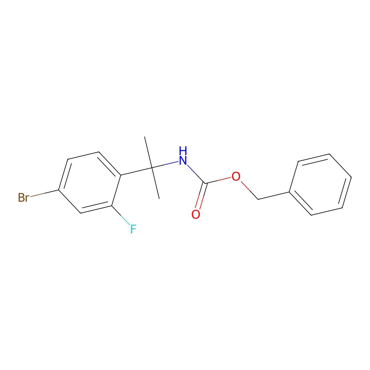 benzyl N-[2-(4-bromo-2-fluorophenyl)propan-2-yl]carbamate molecular structure, CAS 2680746-93-2