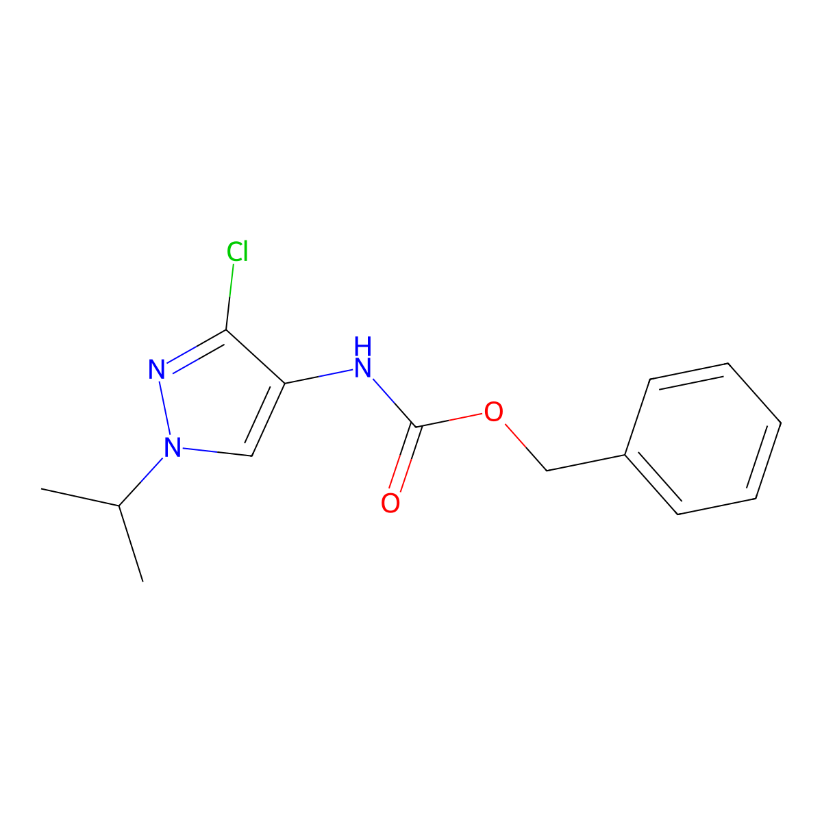 benzyl N-[3-chloro-1-(propan-2-yl)-1H-pyrazol-4-yl]carbamate molecular structure, CAS 2680746-96-5