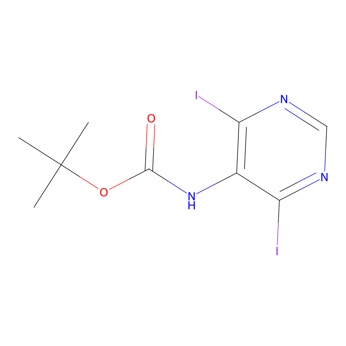 tert-butyl N-(4,6-diiodopyrimidin-5-yl)carbamate molecular structure, CAS 2680747-00-4