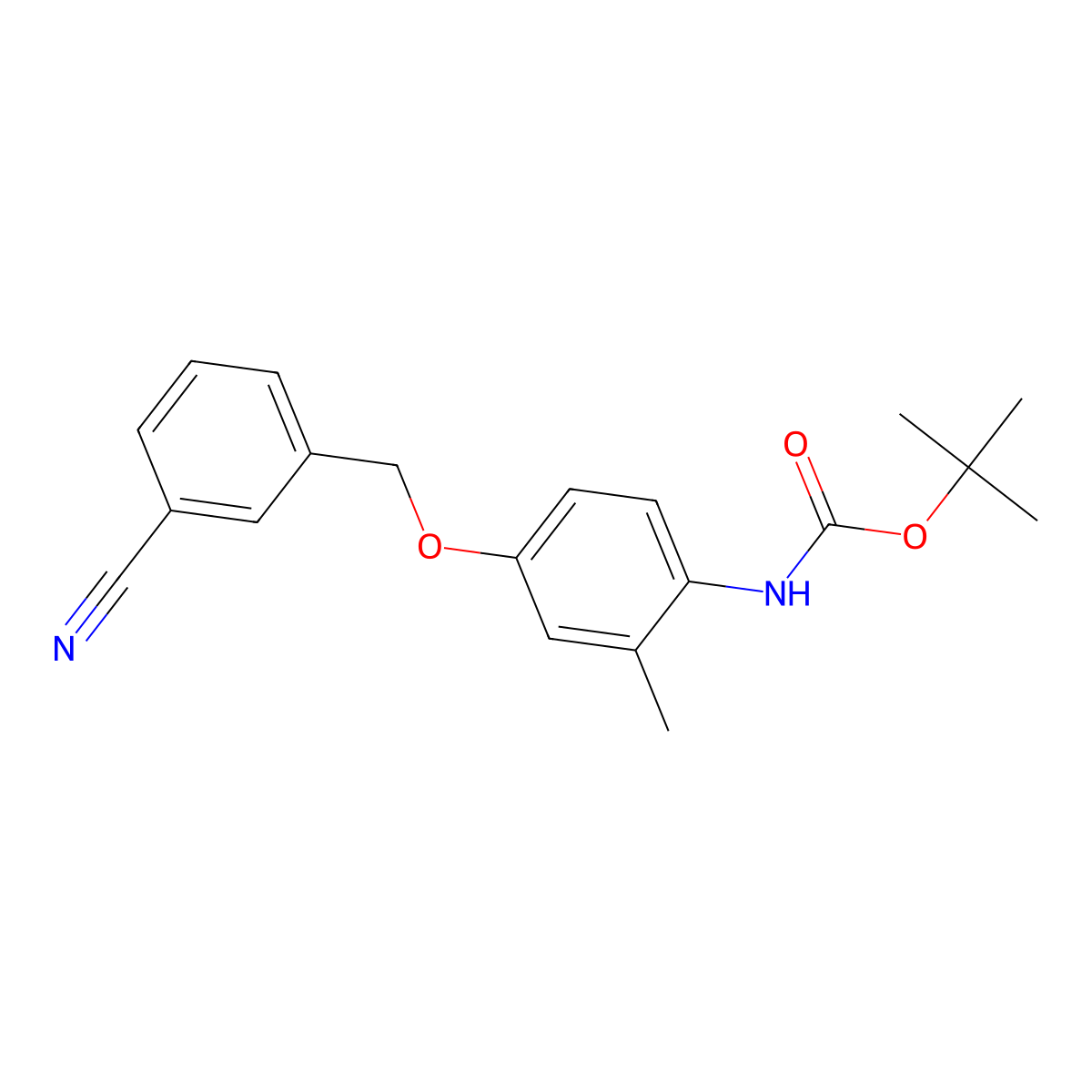 tert-butyl N-{4-[(3-cyanophenyl)methoxy]-2-methylphenyl}carbamate molecular structure, CAS 2680747-01-5