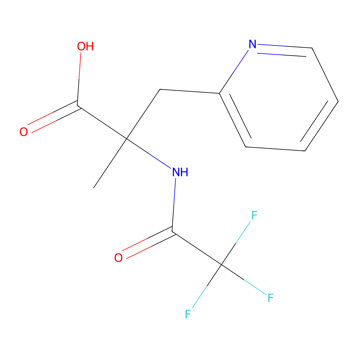 2-Methyl-3-(pyridin-2-yl)-2-(2,2,2-trifluoroacetamido)propanoic acid molecular structure, CAS 2680747-03-7