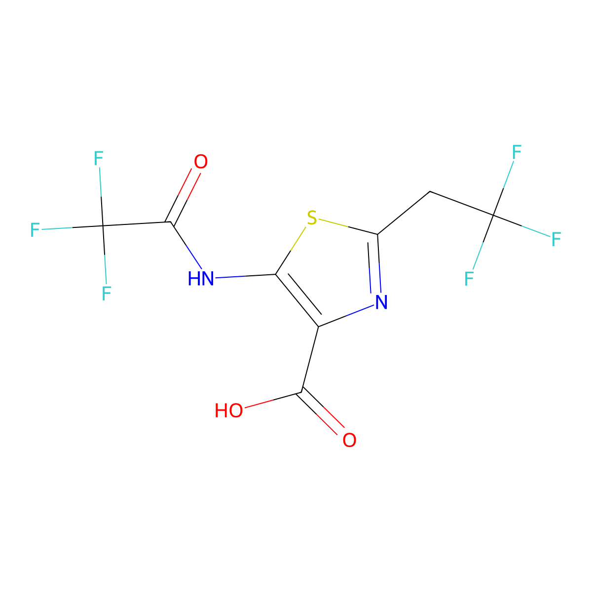 5-(2,2,2-Trifluoroacetamido)-2-(2,2,2-trifluoroethyl)-1,3-thiazole-4-carboxylic acid molecular structure, CAS 2680747-06-0