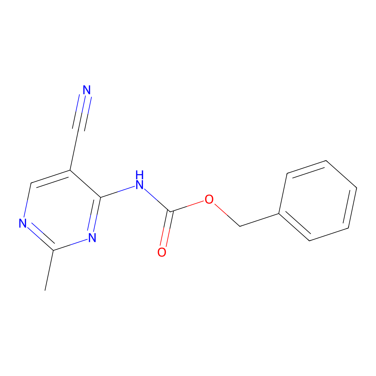 benzyl N-(5-cyano-2-methylpyrimidin-4-yl)carbamate molecular structure, CAS 2680747-07-1