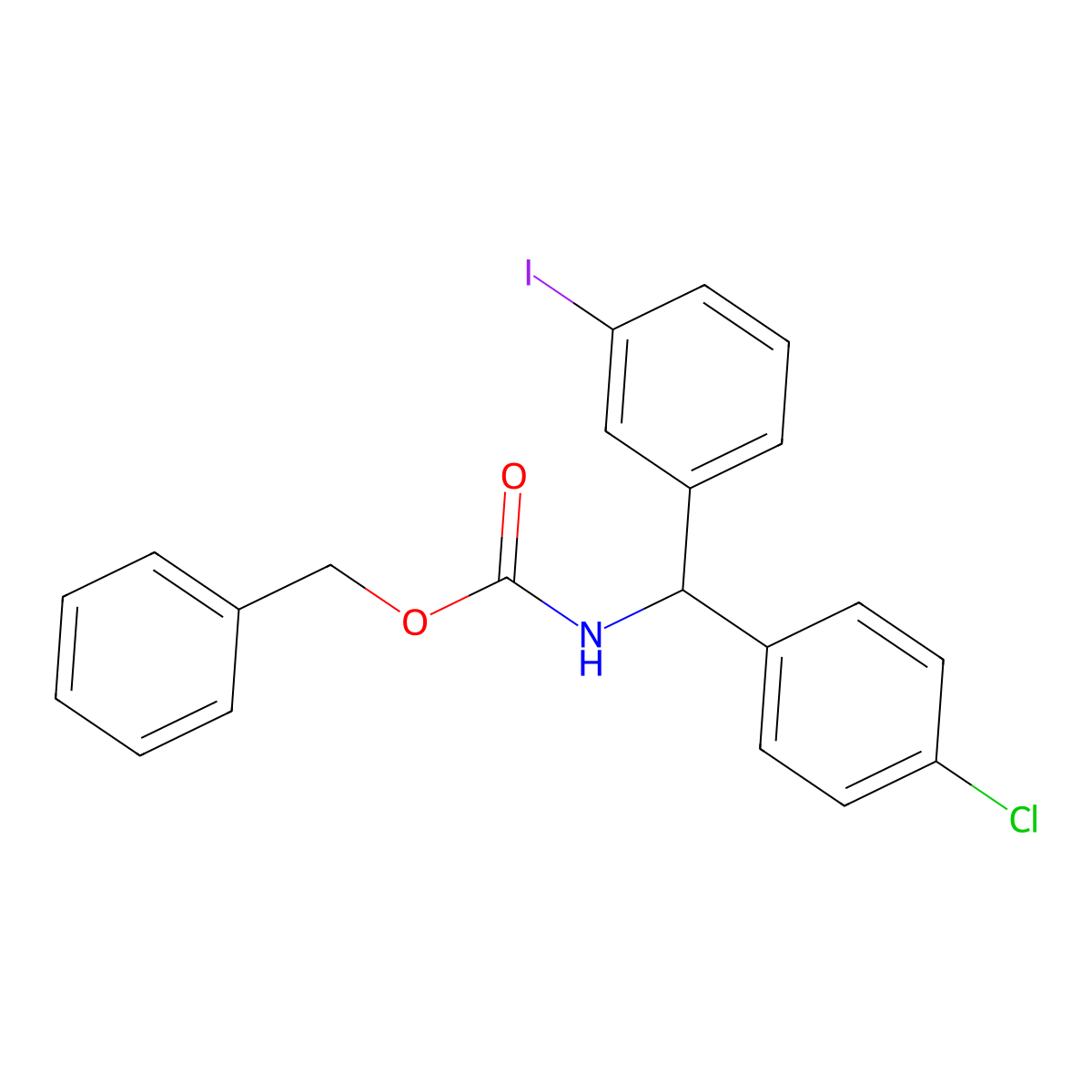 benzyl N-[(4-chlorophenyl)(3-iodophenyl)methyl]carbamate molecular structure, CAS 2680747-13-9