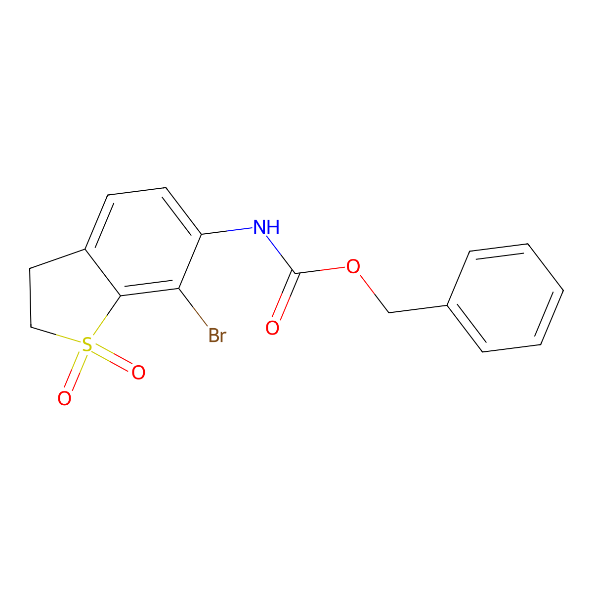 benzyl N-(7-bromo-1,1-dioxo-2,3-dihydro-1lambda6-benzothiophen-6-yl)carbamate molecular structure, CAS 2680747-19-5
