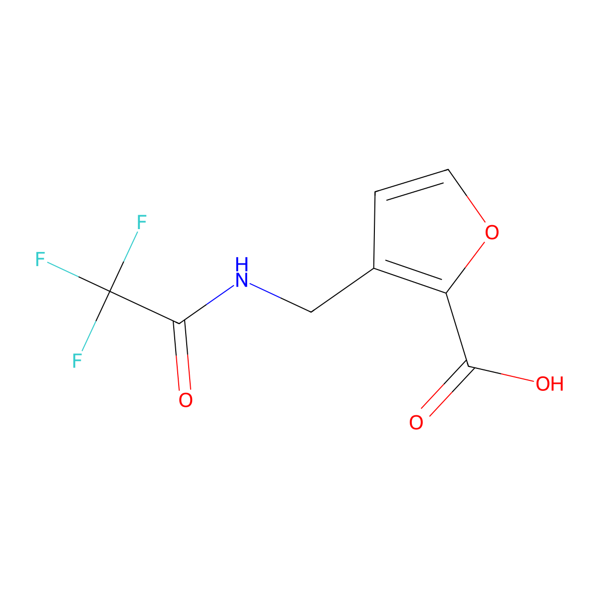 3-[(2,2,2-Trifluoroacetamido)methyl]furan-2-carboxylic acid molecular structure, CAS 2680747-21-9