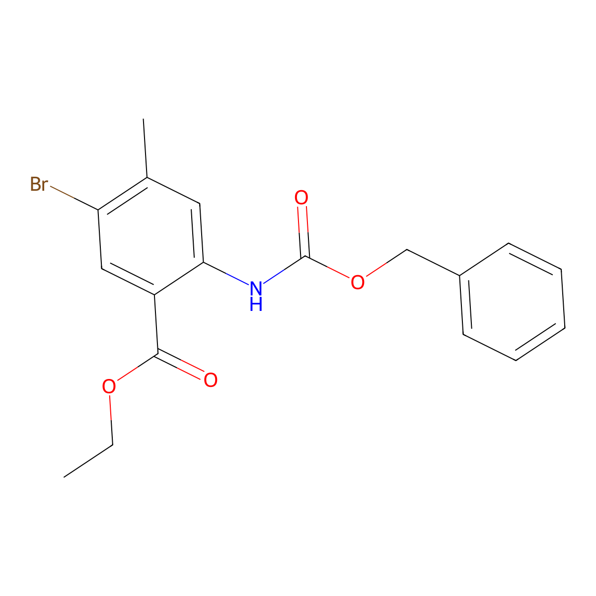 Ethyl 2-{[(benzyloxy)carbonyl]amino}-5-bromo-4-methylbenzoate molecular structure, CAS 2680747-22-0
