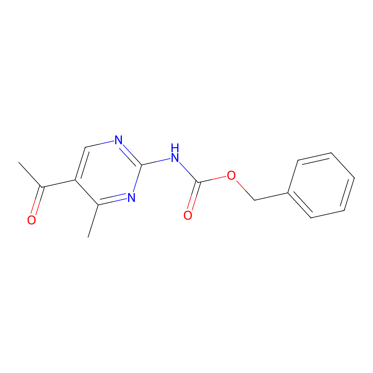 benzyl N-(5-acetyl-4-methylpyrimidin-2-yl)carbamate molecular structure, CAS 2680747-23-1