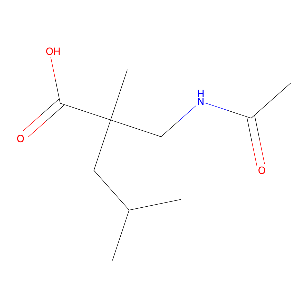2-(Acetamidomethyl)-2,4-dimethylpentanoic acid molecular structure, CAS 2680747-28-6