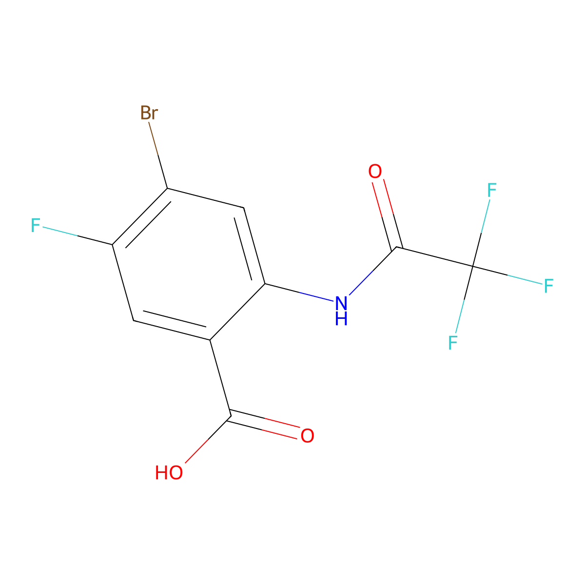 4-Bromo-5-fluoro-2-(trifluoroacetamido)benzoic acid molecular structure, CAS 2680747-30-0
