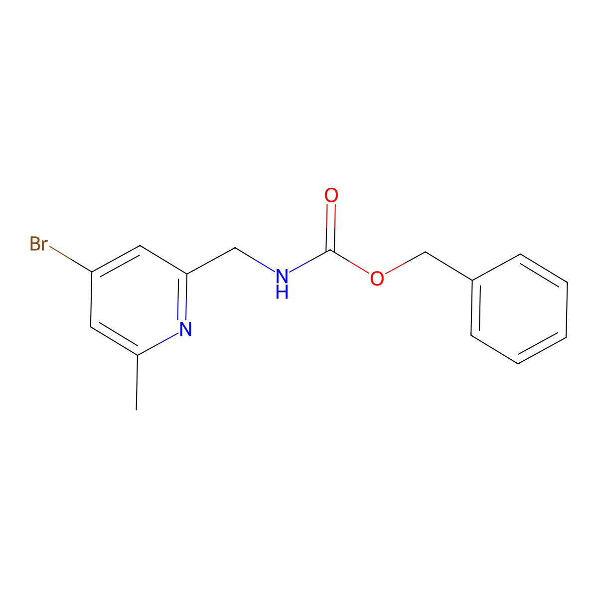 benzyl N-[(4-bromo-6-methylpyridin-2-yl)methyl]carbamate molecular structure, CAS 2680747-35-5