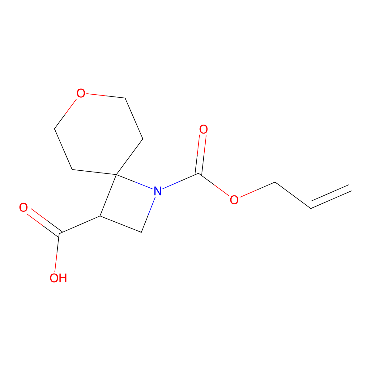 1-[(Prop-2-en-1-yloxy)carbonyl]-7-oxa-1-azaspiro[3.5]nonane-3-carboxylic acid molecular structure, CAS 2680747-39-9