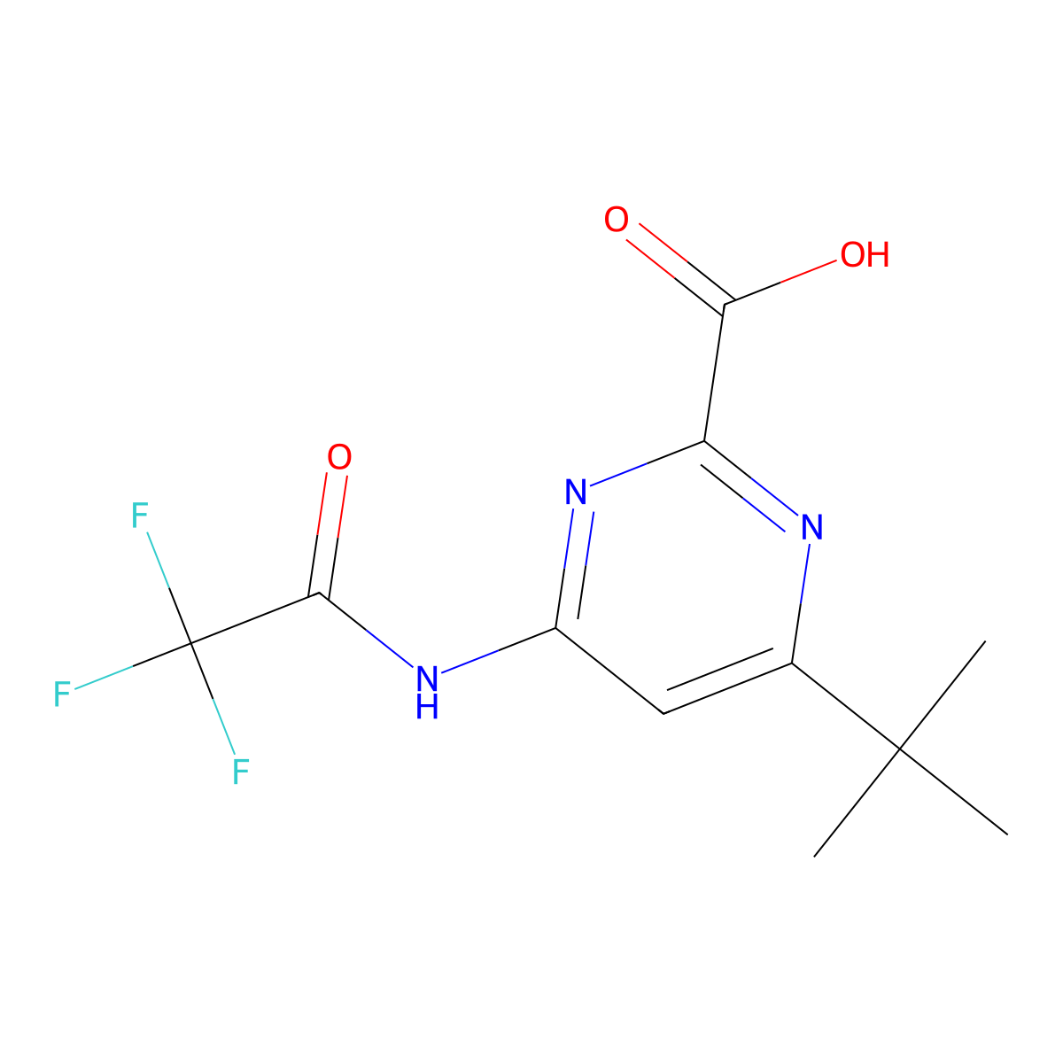 4-Tert-butyl-6-(2,2,2-trifluoroacetamido)pyrimidine-2-carboxylic acid molecular structure, CAS 2680747-40-2