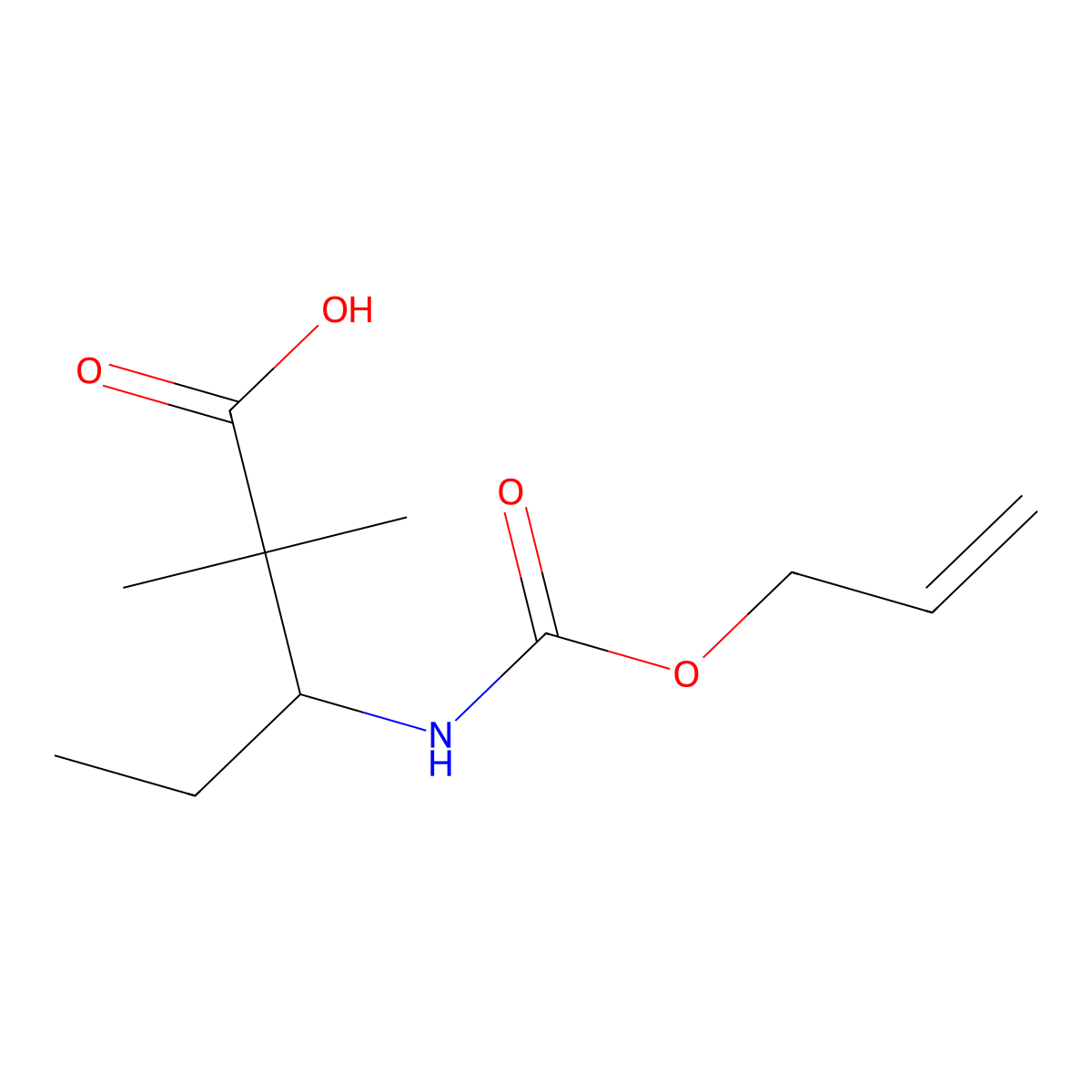 2,2-Dimethyl-3-{[(prop-2-en-1-yloxy)carbonyl]amino}pentanoic acid molecular structure, CAS 2680747-44-6