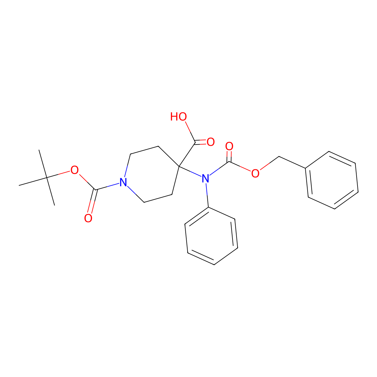 4-{[(Benzyloxy)carbonyl](phenyl)amino}-1-[(tert-butoxy)carbonyl]piperidine-4-carboxylic acid molecular structure, CAS 2680747-45-7