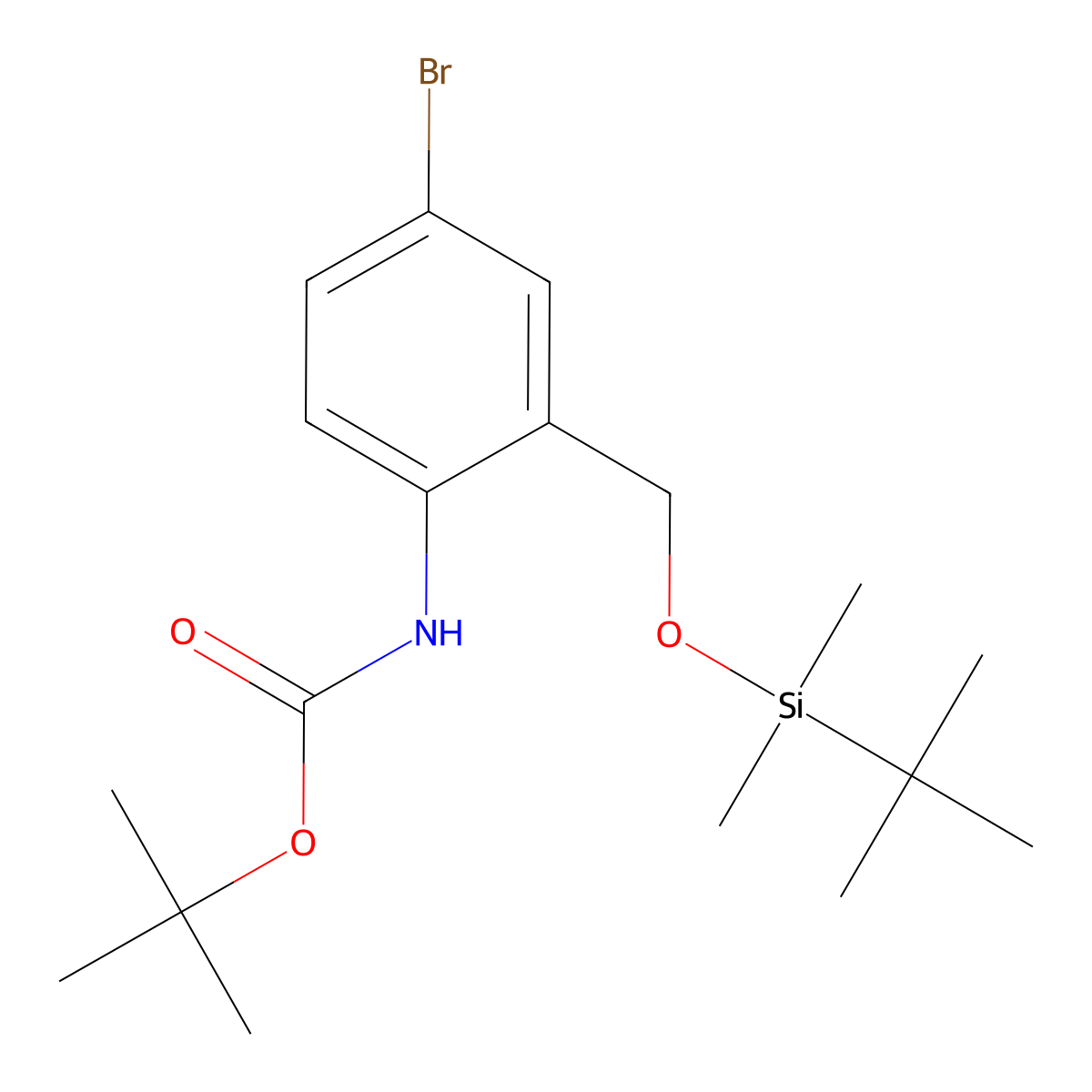 tert-butyl N-(4-bromo-2-{[(tert-butyldimethylsilyl)oxy]methyl}phenyl)carbamate molecular structure, CAS 2680747-50-4