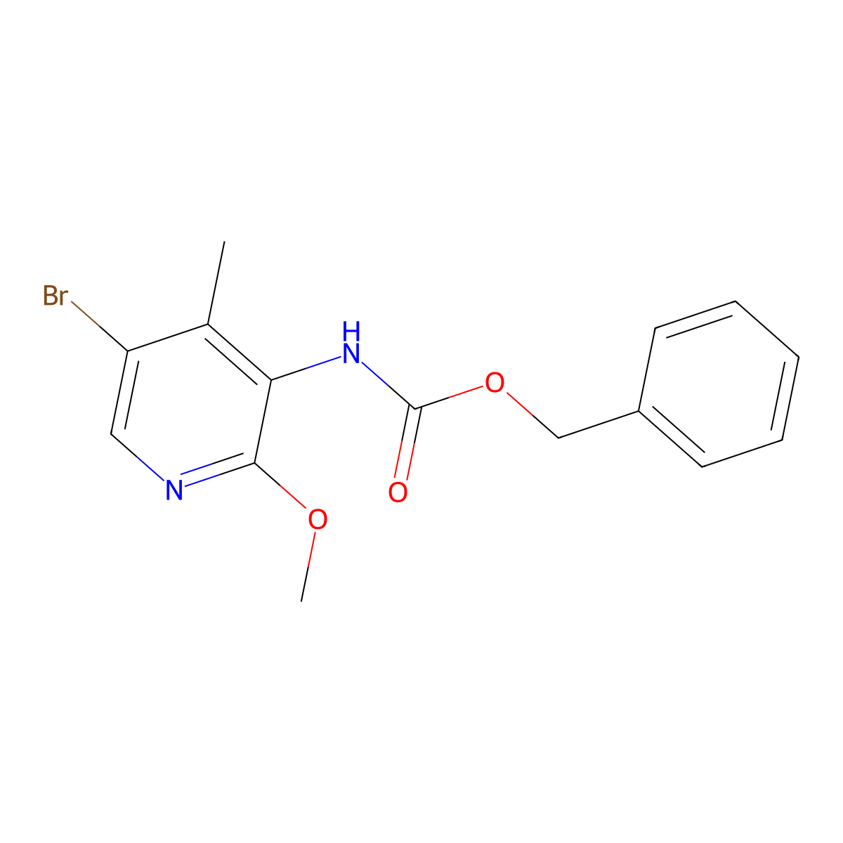 benzyl N-(5-bromo-2-methoxy-4-methylpyridin-3-yl)carbamate molecular structure, CAS 2680747-57-1