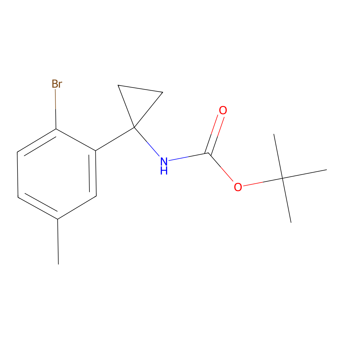 tert-butyl N-[1-(2-bromo-5-methylphenyl)cyclopropyl]carbamate molecular structure, CAS 2680747-59-3