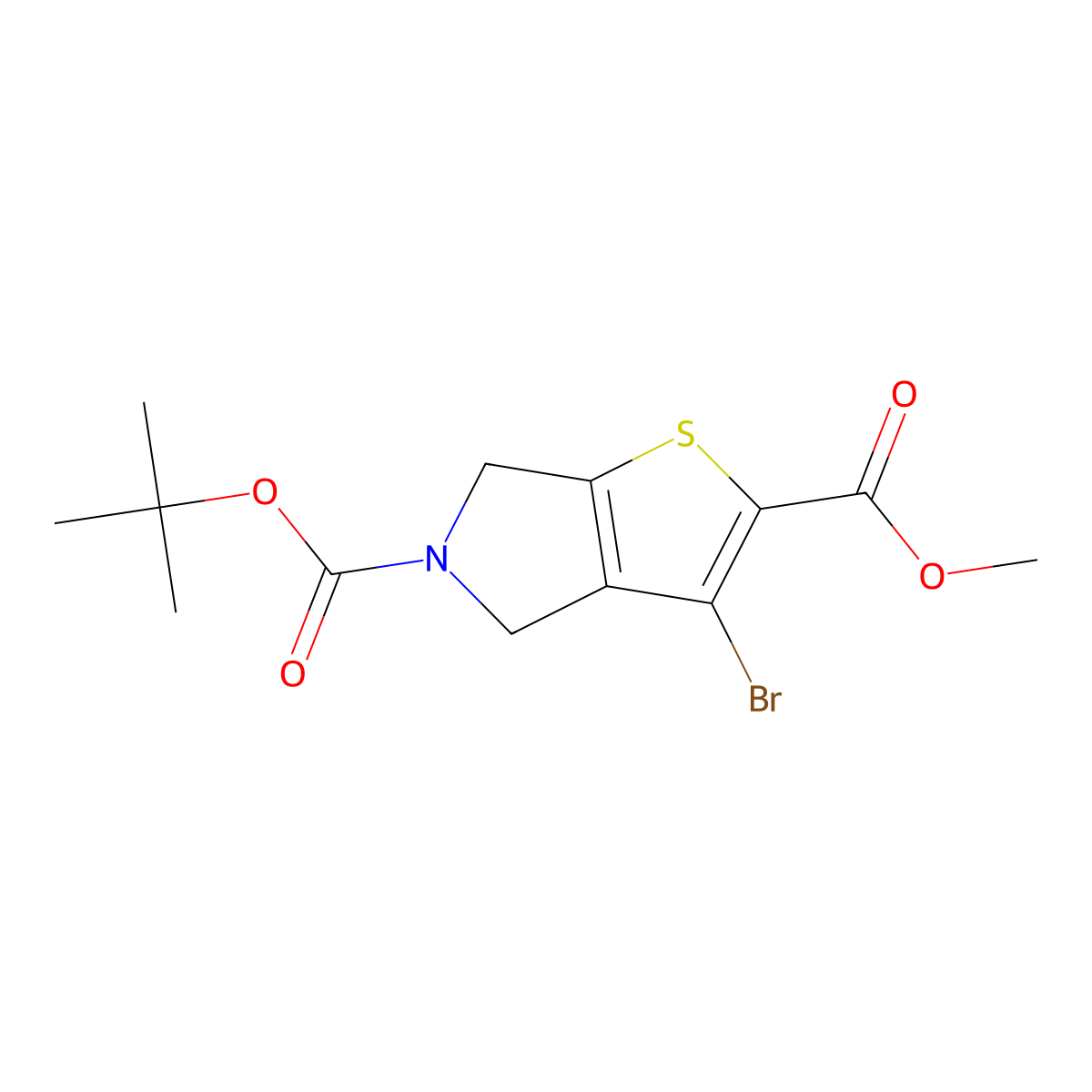 5-tert-butyl 2-methyl 3-bromo-4H,5H,6H-thieno[2,3-c]pyrrole-2,5-dicarboxylate molecular structure, CAS 2680747-61-7