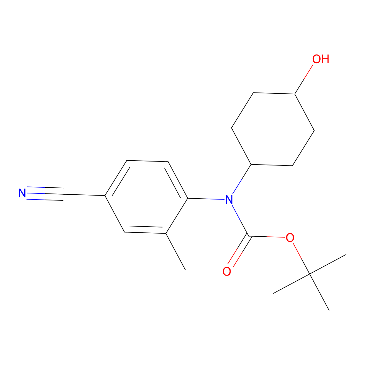 tert-butyl N-(4-cyano-2-methylphenyl)-N-(4-hydroxycyclohexyl)carbamate molecular structure, CAS 2680747-64-0