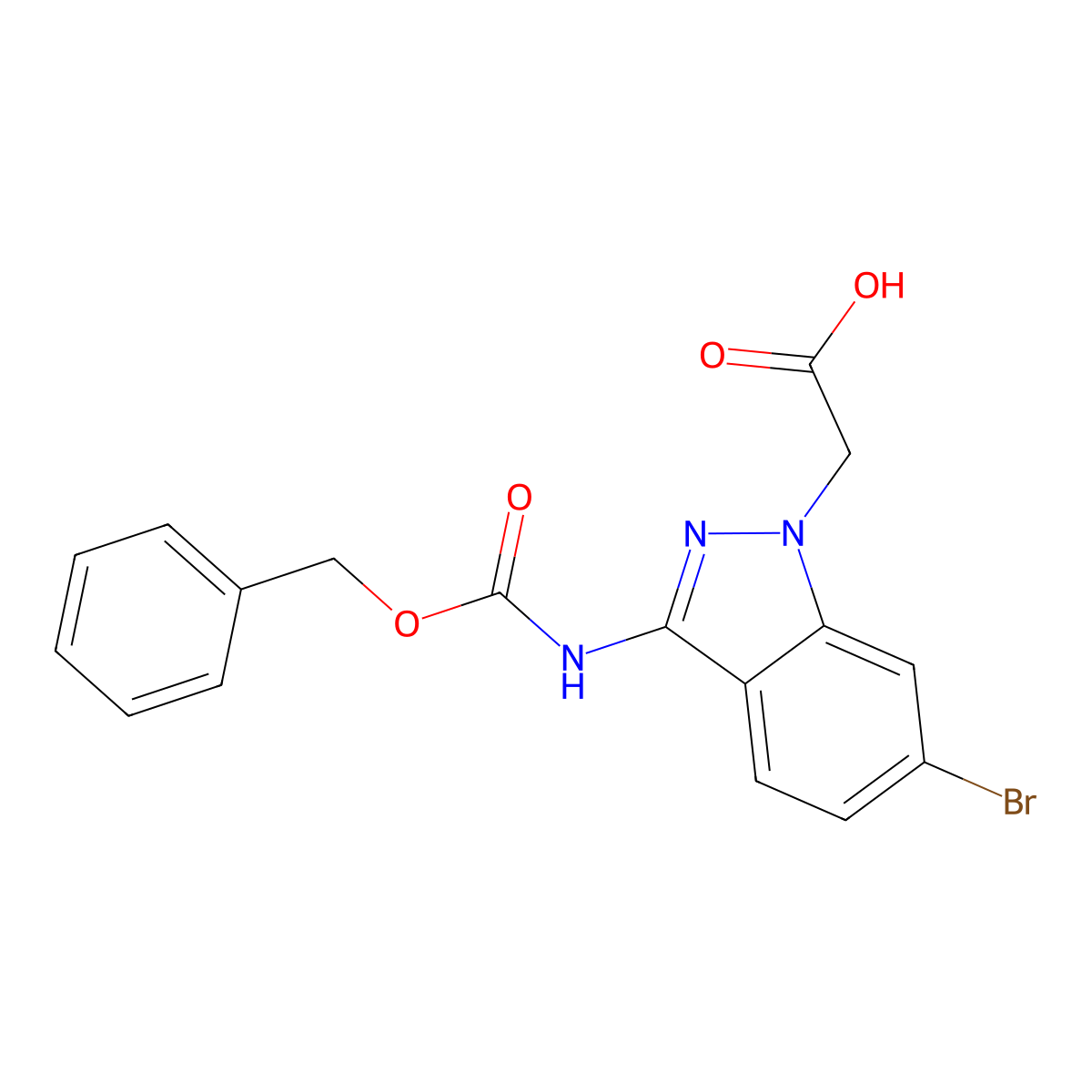 2-(3-{[(benzyloxy)carbonyl]amino}-6-bromo-1H-indazol-1-yl)acetic acid molecular structure, CAS 2680747-66-2