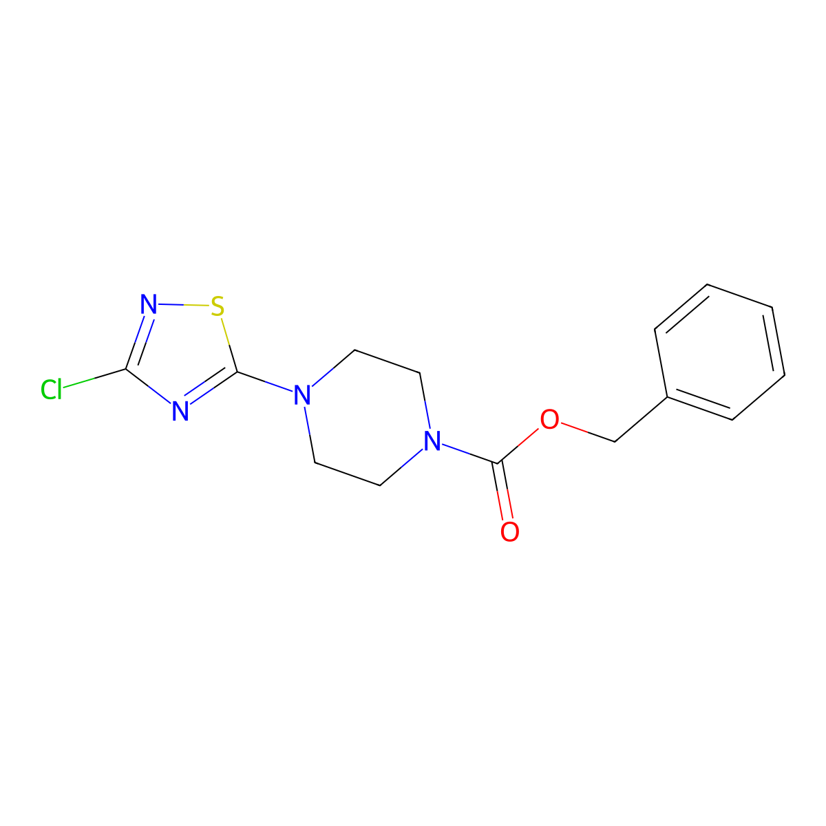 Benzyl 4-(3-chloro-1,2,4-thiadiazol-5-yl)piperazine-1-carboxylate molecular structure, CAS 2680747-76-4