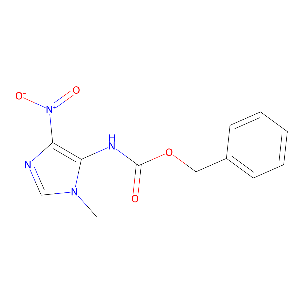 benzyl N-(1-methyl-4-nitro-1H-imidazol-5-yl)carbamate molecular structure, CAS 2680747-77-5