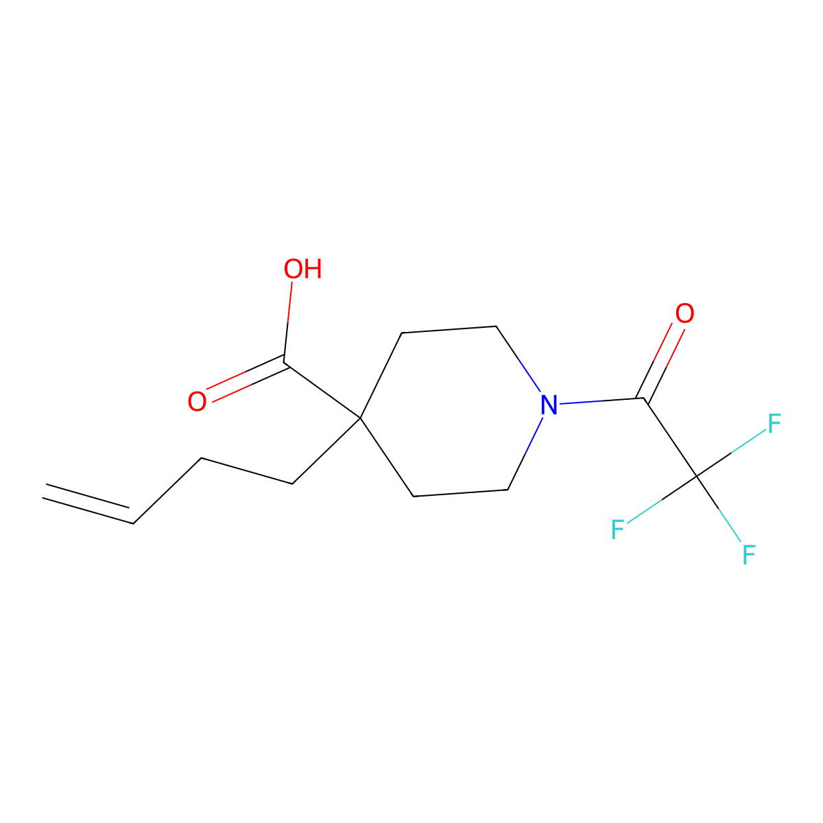 4-(But-3-en-1-yl)-1-(2,2,2-trifluoroacetyl)piperidine-4-carboxylic acid molecular structure, CAS 2680747-78-6