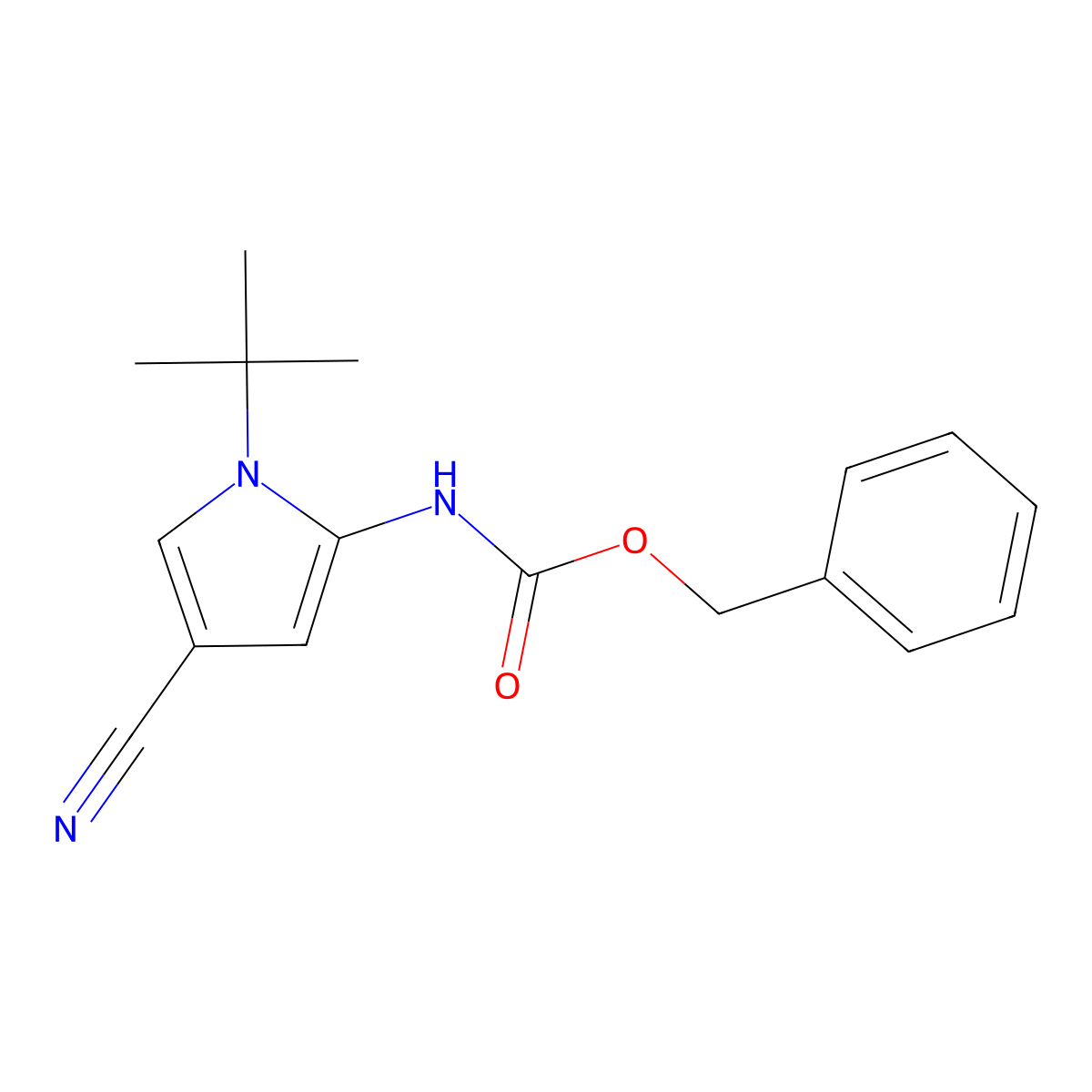 benzyl N-(1-tert-butyl-4-cyano-1H-pyrrol-2-yl)carbamate molecular structure, CAS 2680747-79-7
