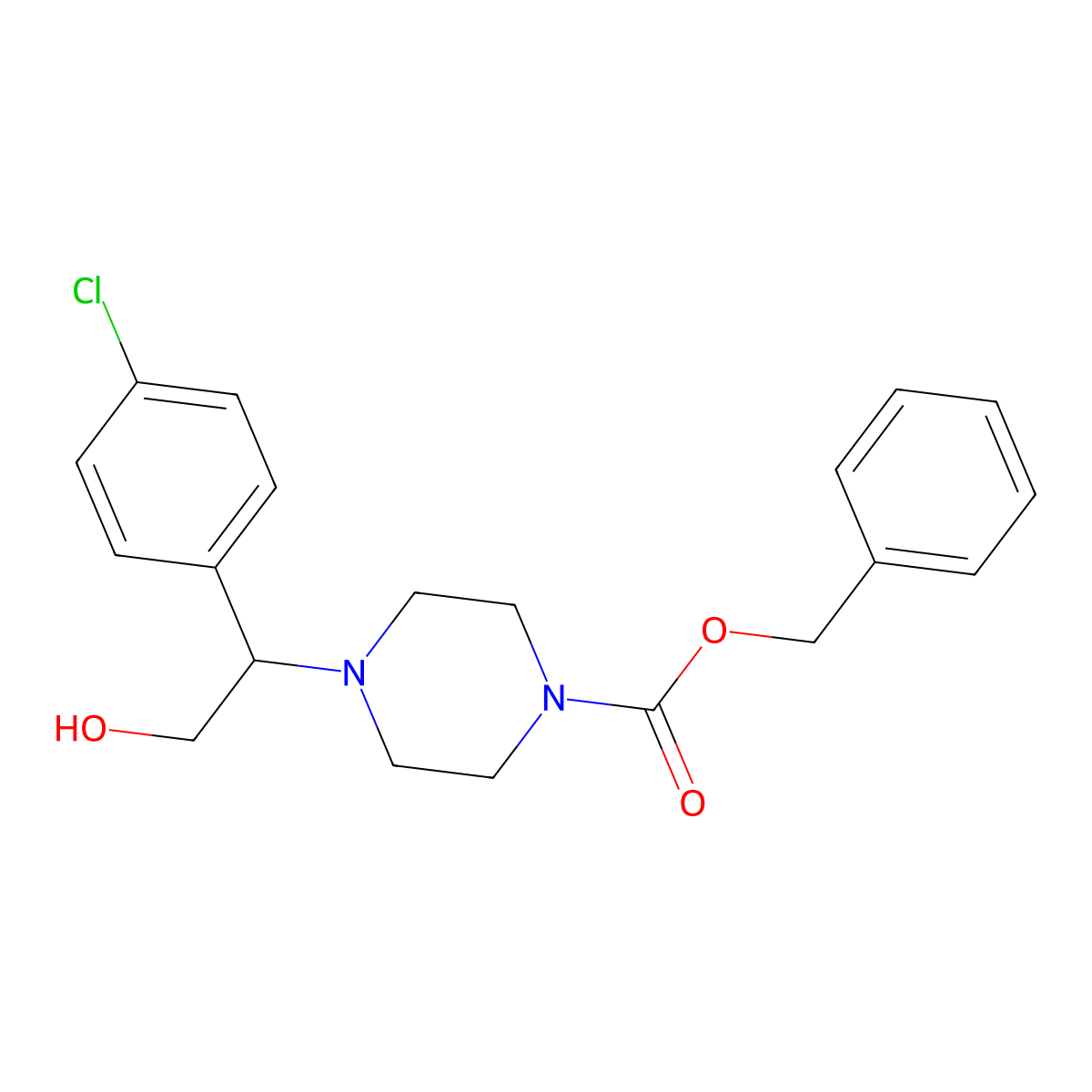 Benzyl 4-[1-(4-chlorophenyl)-2-hydroxyethyl]piperazine-1-carboxylate molecular structure, CAS 2680747-80-0