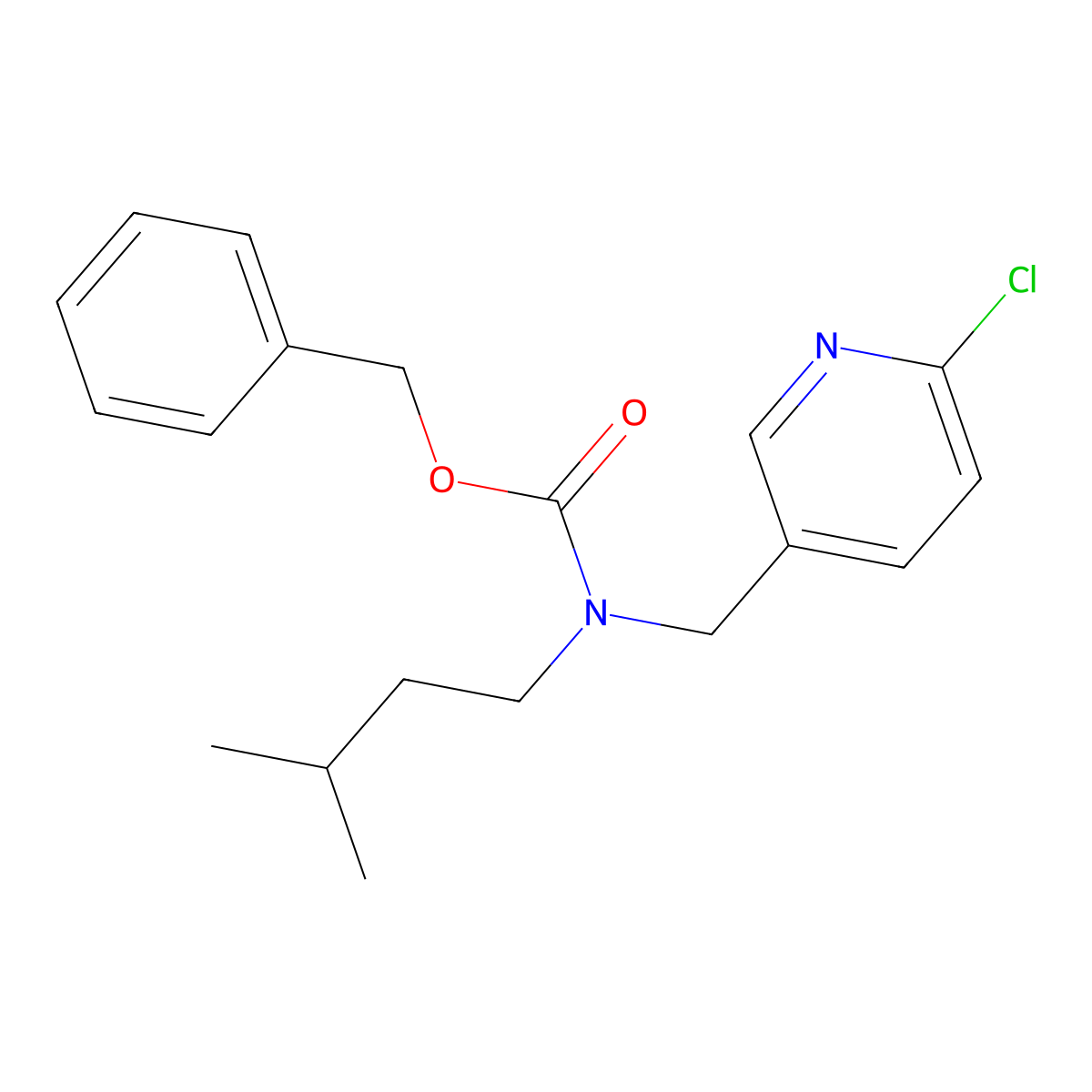 benzyl N-[(6-chloropyridin-3-yl)methyl]-N-(3-methylbutyl)carbamate molecular structure, CAS 2680747-85-5