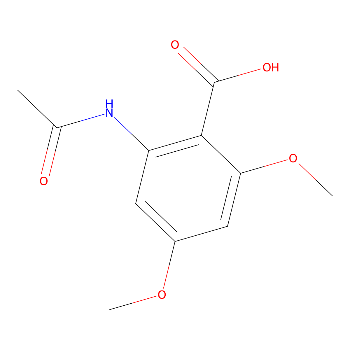 2-Acetamido-4,6-dimethoxybenzoic acid molecular structure, CAS 2680747-88-8