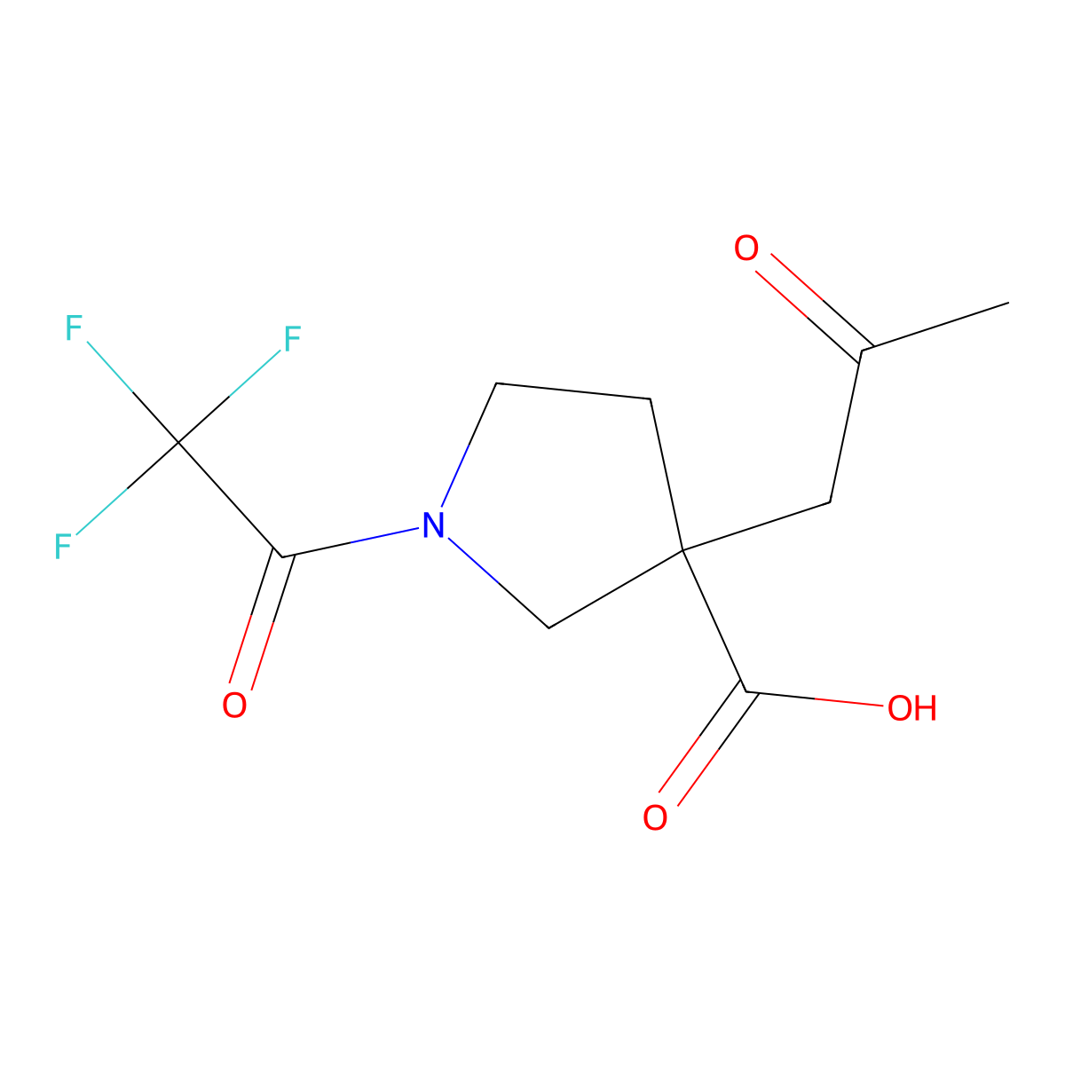 3-(2-Oxopropyl)-1-(2,2,2-trifluoroacetyl)pyrrolidine-3-carboxylic acid molecular structure, CAS 2680747-92-4