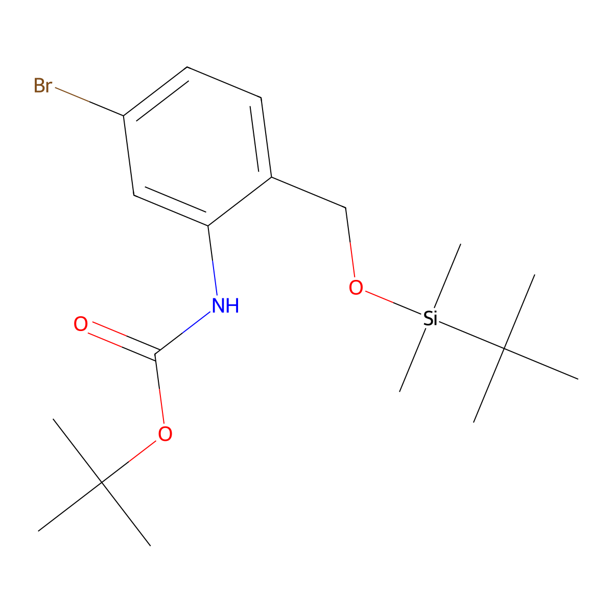 tert-butyl N-(5-bromo-2-{[(tert-butyldimethylsilyl)oxy]methyl}phenyl)carbamate molecular structure, CAS 2680747-95-7