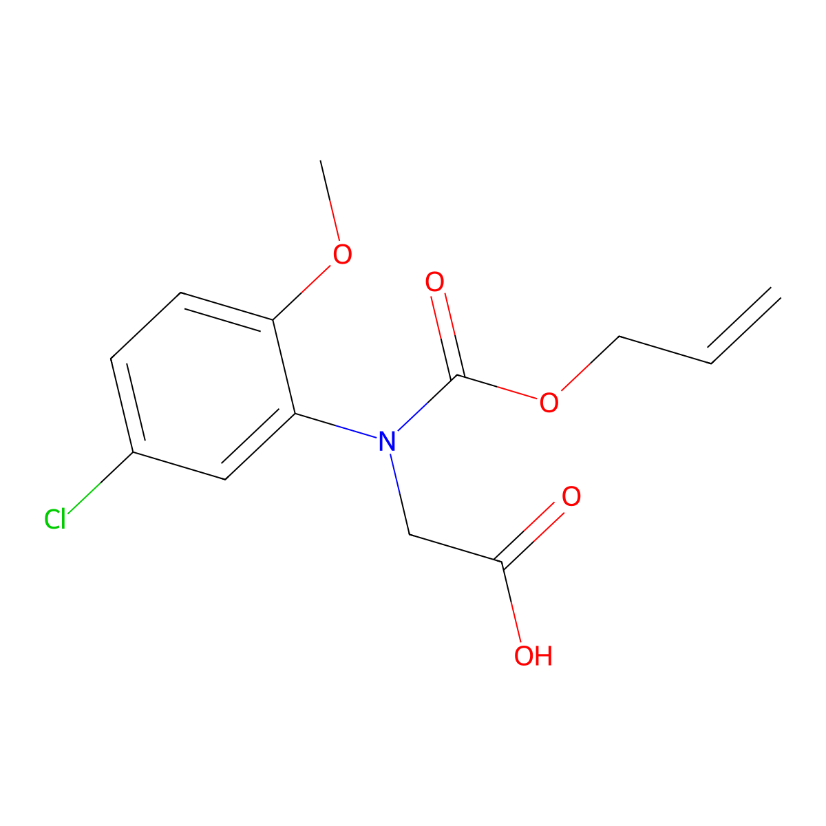 2-[(5-Chloro-2-methoxyphenyl)[(prop-2-en-1-yloxy)carbonyl]amino]acetic acid molecular structure, CAS 2680747-96-8
